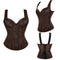 Adjustable Plus Size Steampunk Gothic Corset With G String S To 6Xl - Brown - Xxxl