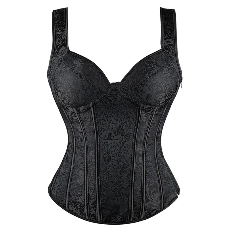 Adjustable Plus Size Steampunk Gothic Corset With G String S To 6Xl - Brown - Xxxl