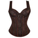 Adjustable Plus Size Steampunk Gothic Corset With G String S To 6Xl - Brown - Xxl