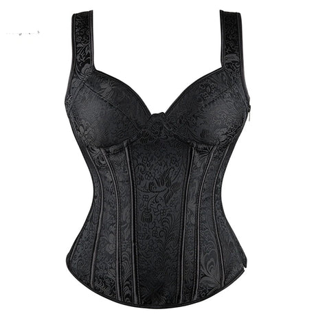 Adjustable Plus Size Steampunk Gothic Corset With G String S To 6Xl - Brown - 4Xl