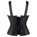 Adjustable Plus Size Steampunk Gothic Corset With G String S To 6Xl - Black - 4Xl