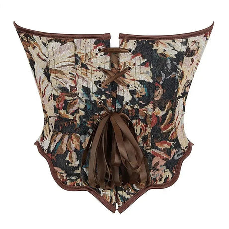 Floral Fishbone Corset Top Retro Bodice Plus Size Xs-Xl Flounce Irregular Bustier - Xl