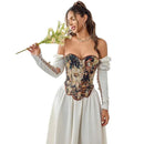 Floral Fishbone Corset Top Retro Bodice Plus Size Xs-Xl Flounce Irregular Bustier - M