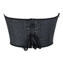 Gray Gothic Punk Crop Top Women Lacing Bandage Bustier With Zipper Plus Size S-Xxl - L