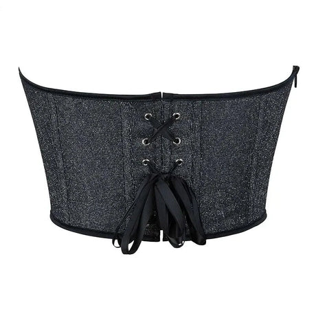 Gray Gothic Punk Crop Top Women Lacing Bandage Bustier With Zipper Plus Size S-Xxl - Xl