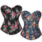 Floral Lace-Up Denim Corset Plus Size S-6Xl Boned Strapless Blue / Black - Black - 5Xl