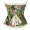 Green Lace Trim Gothic Corset Ruffled Victorian Bustier For Halloween - L
