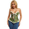 Green Lace Trim Gothic Corset Ruffled Victorian Bustier For Halloween - L