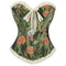 Green Lace Trim Gothic Corset Ruffled Victorian Bustier For Halloween - S