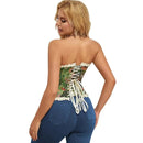 Green Lace Trim Gothic Corset Ruffled Victorian Bustier For Halloween - S