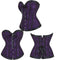 Fishbone Bow Tight Chest Binder Bustier For Gothic Dress Women 10 Red Purple Ruffled Lace Victorian Corset Top - Red - S