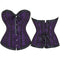 Fishbone Bow Tight Chest Binder Bustier For Gothic Dress Women 10 Red Purple Ruffled Lace Victorian Corset Top - Purple - 5Xl
