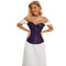 Fishbone Bow Tight Chest Binder Bustier For Gothic Dress Women 10 Red Purple Ruffled Lace Victorian Corset Top - Purple - 5Xl