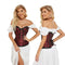 Fishbone Bow Tight Chest Binder Bustier For Gothic Dress Women 10 Red Purple Ruffled Lace Victorian Corset Top - Purple - 5Xl