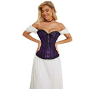 Fishbone Bow Tight Chest Binder Bustier For Gothic Dress Women 10 Red Purple Ruffled Lace Victorian Corset Top - Red - M