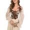 Vintage Floral Embroidered Corset Plus Size Lacing Tank Top - Khaki 785 - S