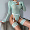 Alluring Transparent Bodysuit Open Crotch Teddy Nightgown For Women - Light Green - L