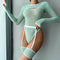 Alluring Transparent Bodysuit Open Crotch Teddy Nightgown For Women - Light Green - M