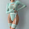 Alluring Transparent Bodysuit Open Crotch Teddy Nightgown For Women - Light Green - S