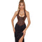 Fish Bone Jacquard Deep V-Neck Corset Crop Top With Halter Neck Plus Size - 5Xl