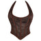 Fish Bone Jacquard Deep V-Neck Corset Crop Top With Halter Neck Plus Size - Xxxl