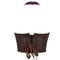 Fish Bone Jacquard Deep V-Neck Corset Crop Top With Halter Neck Plus Size - Xxl