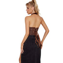 Fish Bone Jacquard Deep V-Neck Corset Crop Top With Halter Neck Plus Size - Xxl