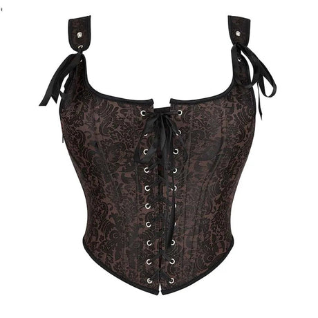 Steampunk Retro Bustier Strap Vest Tank Top Coffee Corset Plus Size Xs-6Xl - Xxl