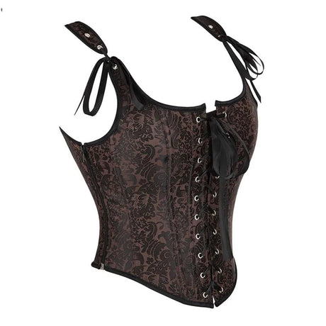Steampunk Retro Bustier Strap Vest Tank Top Coffee Corset Plus Size Xs-6Xl - M
