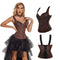Steampunk Jacquard Lace-Up Shoulder Strap Corset Padded Bustier With Zip - S