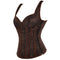 Steampunk Jacquard Lace-Up Shoulder Strap Corset Padded Bustier With Zip - S