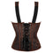 Steampunk Jacquard Lace-Up Shoulder Strap Corset Padded Bustier With Zip - S