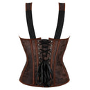 Steampunk Jacquard Lace-Up Shoulder Strap Corset Padded Bustier With Zip - L