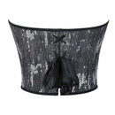 Plus Size Silver Sequin Crop Top With Lace Detail 14 Fishbones Support S-Xxxl - Xxl