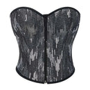 Plus Size Silver Sequin Crop Top With Lace Detail 14 Fishbones Support S-Xxxl - Xxxl