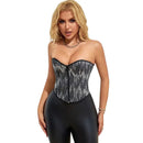 Plus Size Silver Sequin Crop Top With Lace Detail 14 Fishbones Support S-Xxxl - Xxxl
