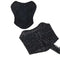 Vintage Lace-Up Gothic Corset Top With Boning And Mesh Back Sparkling Rhinestone Sequins And Bustier Design - M