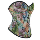 Floral Embroidered Renaissance Corset With Front Busk Closure And Back Lace Women Victorian Bustier - L