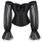Ruffled Gothic Corselet Top With Puff Sleeves And Lace-Up Boning Transparent Satin Overbust Corset For Women - 5Xl