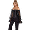 Ruffled Gothic Corselet Top With Puff Sleeves And Lace-Up Boning Transparent Satin Overbust Corset For Women - 5Xl