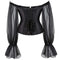 Ruffled Gothic Corselet Top With Puff Sleeves And Lace-Up Boning Transparent Satin Overbust Corset For Women - 5Xl