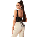 Floral Lace-Up Gothic Crop Top Sleeveless Boned Corset With Strap - Xxxl