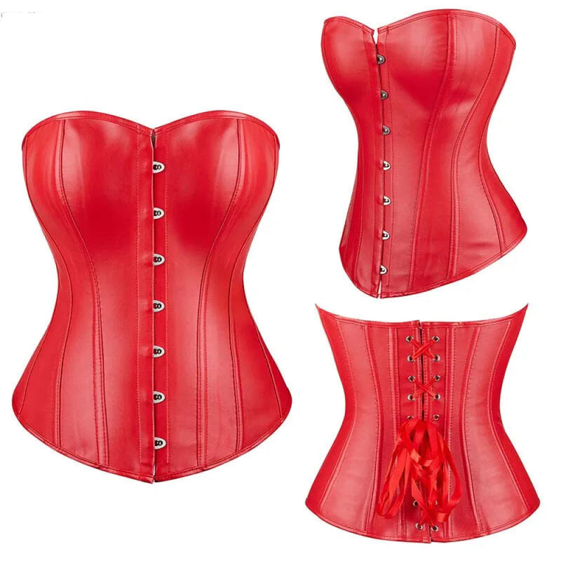 Steampunk Plus Size Slimming Body Shapewear Corset Red / Black - Black - Xl