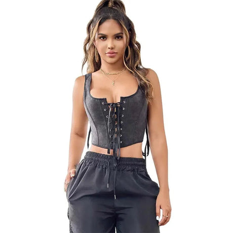 Black Gothic Slimming Vest Corset With Butterfly Detail Backless Boned And Lace-Up For Steampunk Style - Xs