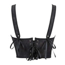 Black Gothic Slimming Vest Corset With Butterfly Detail Backless Boned And Lace-Up For Steampunk Style - M