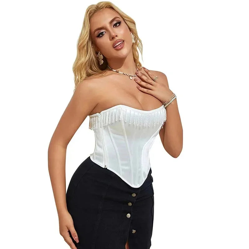 Strapless Push-Up Wedding Bra White Bustier Vest With Zip - Xl