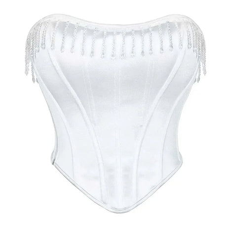 Strapless Push-Up Wedding Bra White Bustier Vest With Zip - L