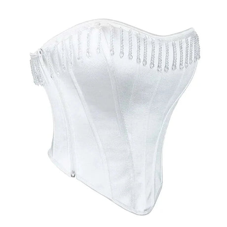 Strapless Push-Up Wedding Bra White Bustier Vest With Zip - L