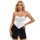 Strapless Push-Up Wedding Bra White Bustier Vest With Zip - L