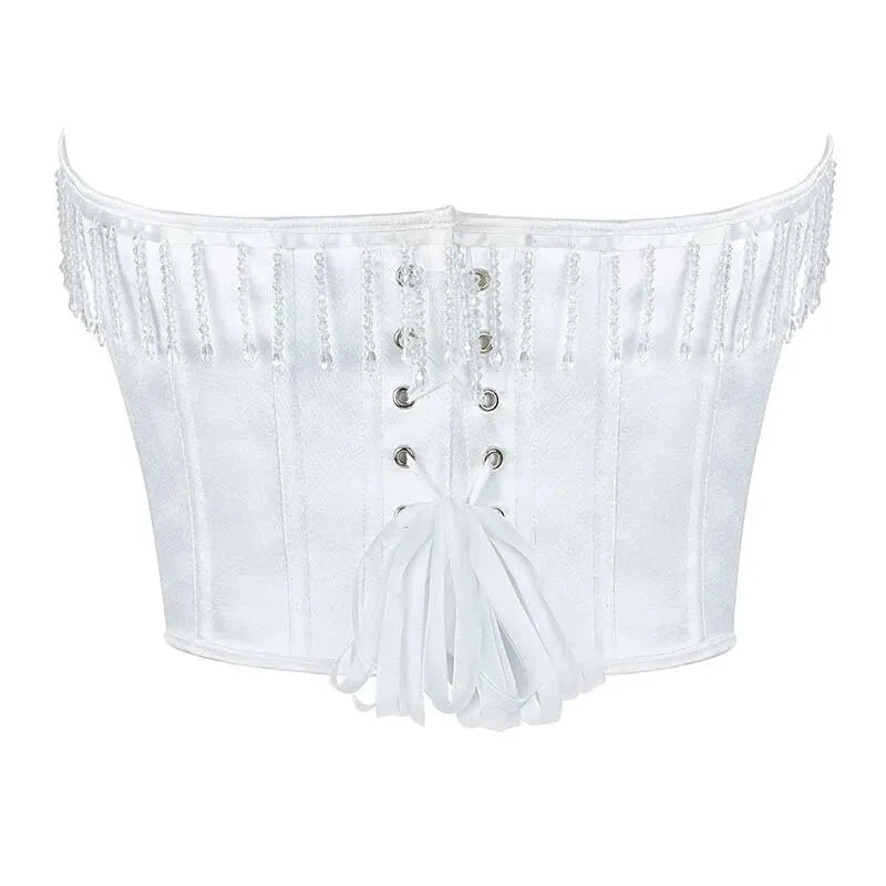 Strapless Push-Up Wedding Bra White Bustier Vest With Zip - Xxxl
